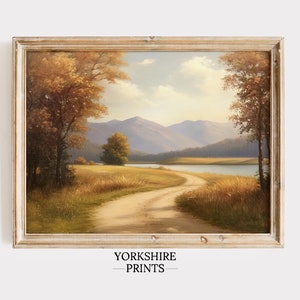 Vintage Fall Landscape Painting: Moody Autumn Forest Decor (Digital Print)
