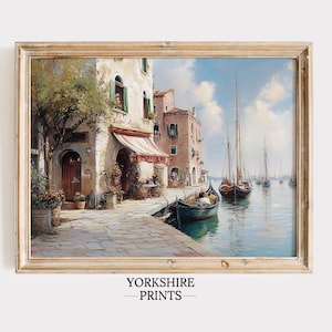 Venice Canal Vintage Italy Print: Coastal Cityscape Oil Painting (Digital Download)