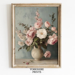 Vintage Flower Print | French Country Wall Decor | Printable Wall Art | Antique Flower Painting | Floral Wall Art | Vintage Botanical Print