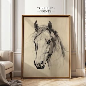 Horse Sketch Print: Equestrian Farmhouse Wall Art (Digital Download)