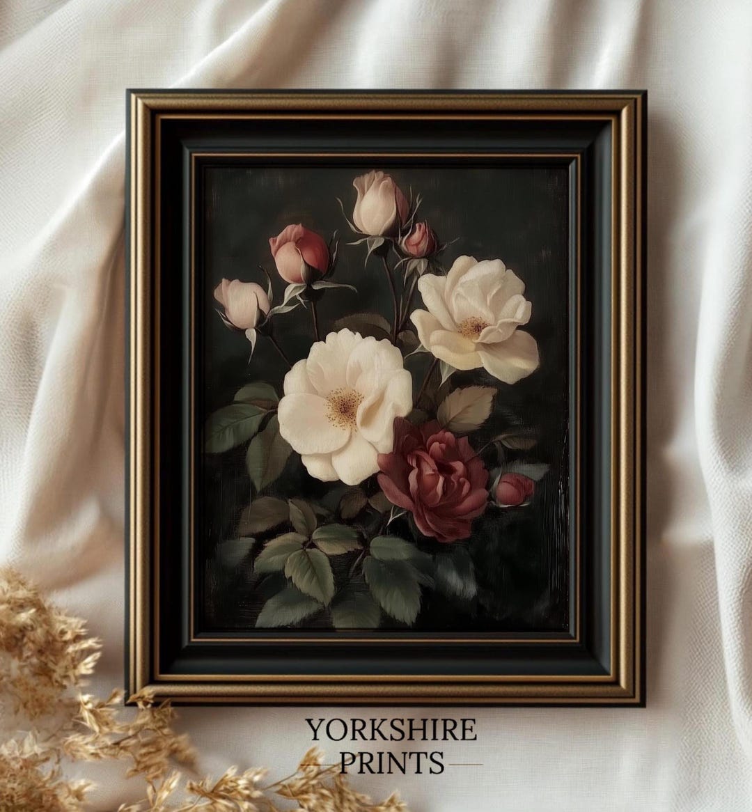 Vintage Rose Oil Painting Print: Antique Floral Botanical Art (digital ...