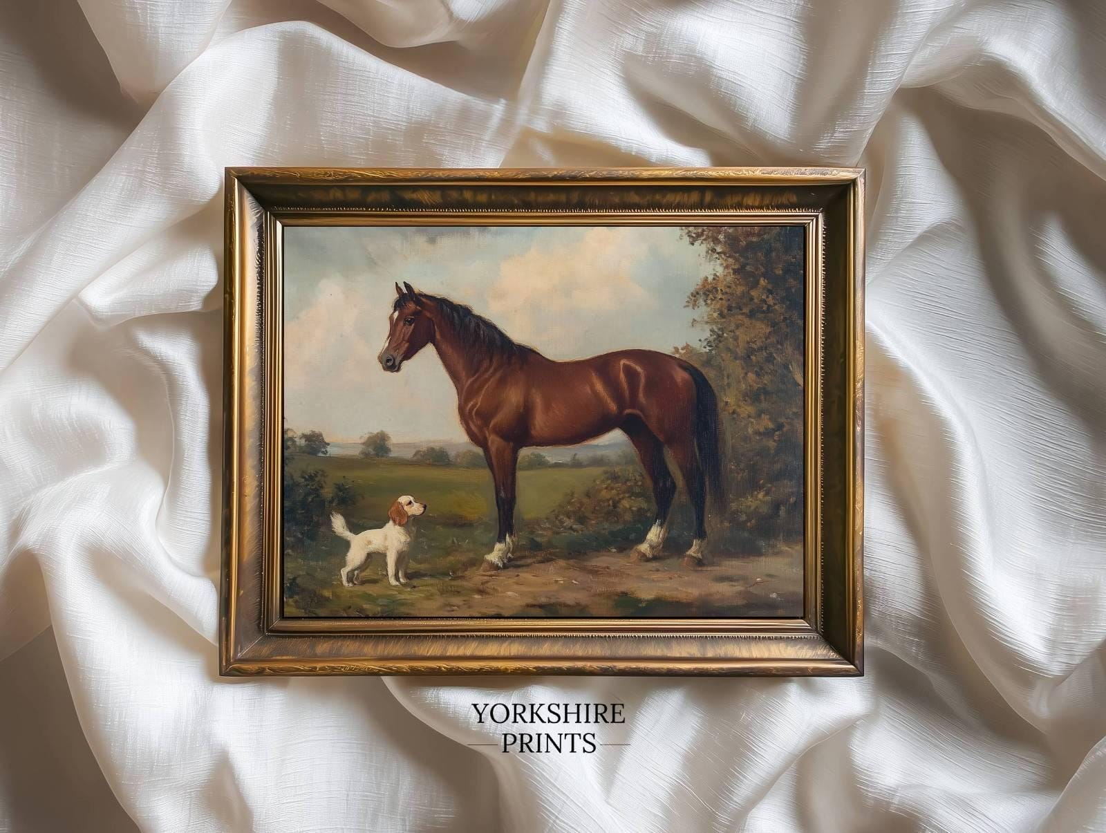 Vintage Horse Oil Painting Print Set of 12: Equestrian Farmhouse Wall ...
