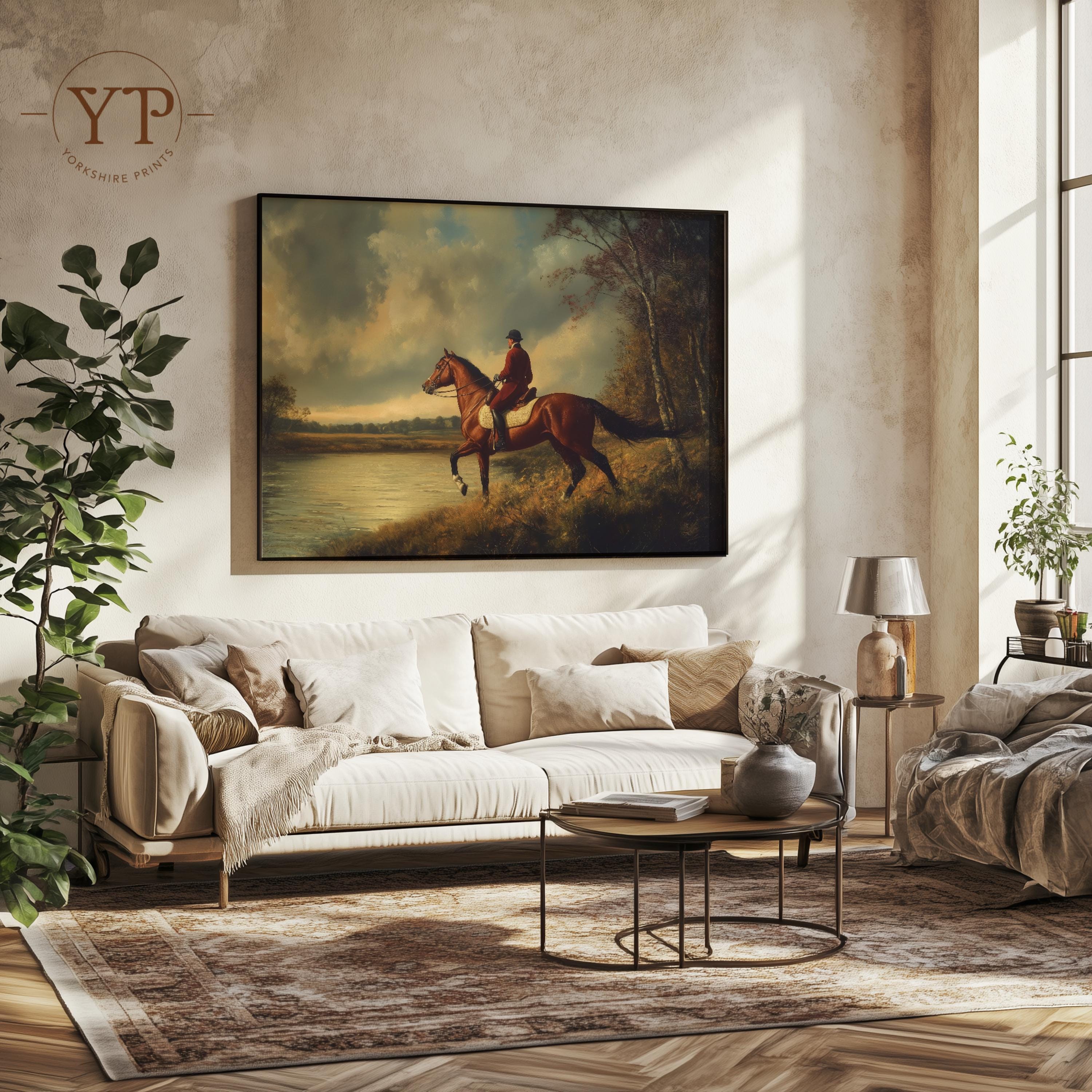 Vintage Equestrian Oil Painting Print: English Horse & Rider (digital ...