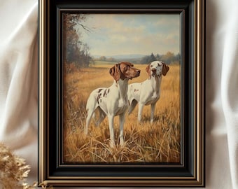 Impression chien de chasse vintage, peinture pointeur anglais rustique (téléchargement numérique)