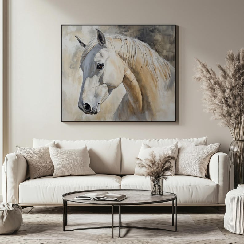 Vintage Horse Oil Painting Print Set of 12: Equestrian Farmhouse Wall ...