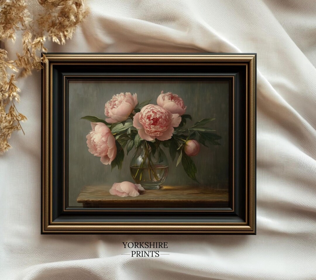 Moody Floral Still Life Print, Vintage Rose Oil Painting Printable ...