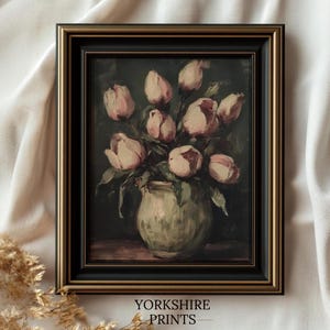 Vintage Rose Bouquet Art Print: Shabby Chic Floral Still Life (Digital Download)