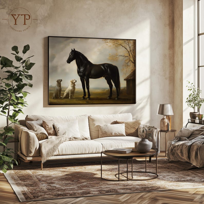 Vintage Horse Oil Painting Print Set of 12: Equestrian Farmhouse Wall ...