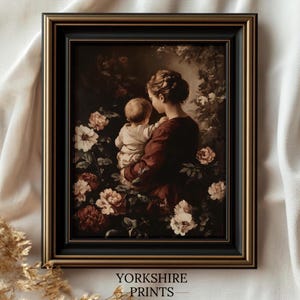 Vintage Mother and Child Art Print: Renaissance Floral Portrait (Digital Download)