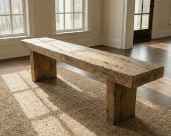Handmade Reclaimed Wood Entryway Bench, Rustic Chestnut Bench