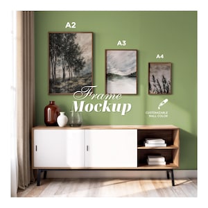 Wall art Size Guide, A2 A3 A4 Wall Art Comparison, Customizable Wall, Interior Display for Prints, PSD Smart Object, Digital Download