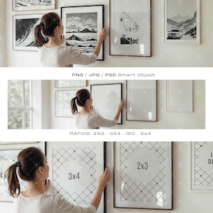 Etsy-Shop-Banner-Mockup | Person hält Rahmen, 4 Seitenverhältnisse, PSD, JPG, PNG | Minimalistische, neutrale Rahmen