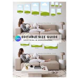 Canvas Size Guide, Vertical and Horizontal Poster Size Chart, Editable in Canva