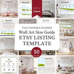 Wall Art Size Guide Template, Etsy Listing Mockup, Editable Canva Template, Print Size Chart Inches & CM, Vertical Horizontal Mockup