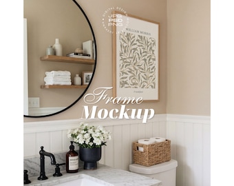 Mockups voor badkamerlijsten, verticale lijst mockup PSD, 2:3 print mockup, kunst- en posterdisplay, digitale mockup voor prints, direct te downloaden