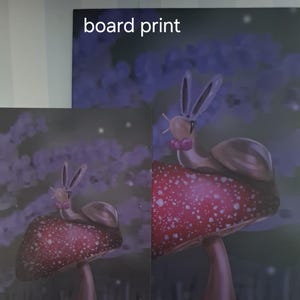 L'escargot lapin lavande - impression numérique de format carte postale A6/Board Art