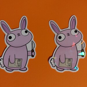 Hase mit Messer Aufkleber matt/holographisch