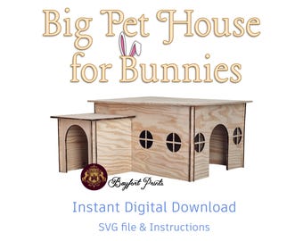 Bunny Pet House XL - Laser cut SVG file Digital Download