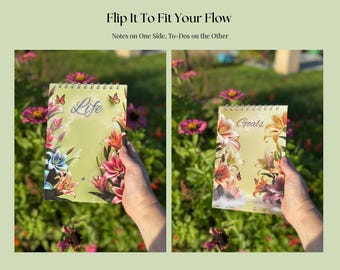 To Do List - Undated Floral 2 in 1 Spiral Notebook with Notes & Priorities | Physical Journal | Stay Organized and Increase Productivity