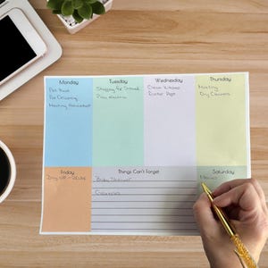 Weekly Planner Pad - Minimalist Color Block | Undated, Notes, 52 Tear off pages | Physical Calendar Pad to Stay Organized & Productive