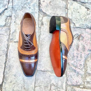 Handmade Leather Spectator Shoes | Men's Cap Toe Brogue Oxfords image 1