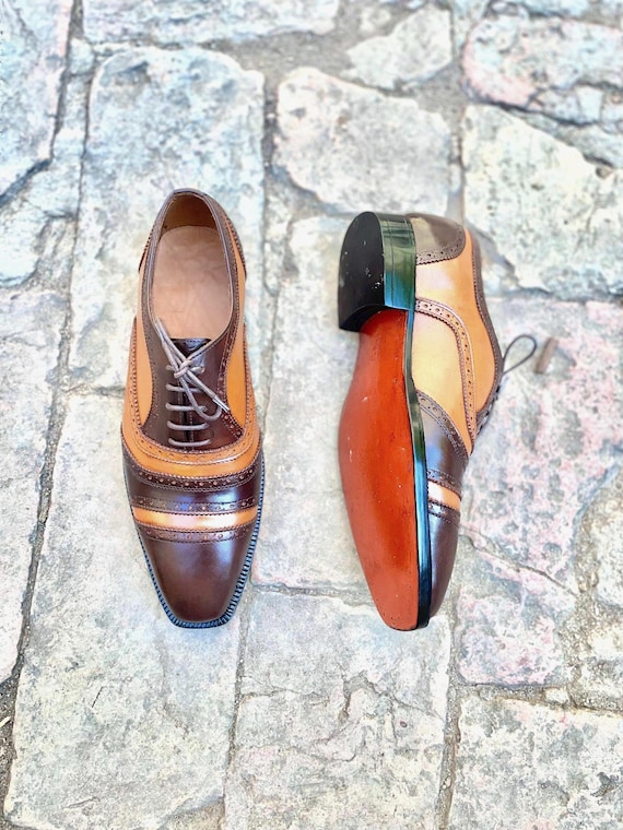 Handmade Leather Spectator Shoes | Men's Cap Toe Brogue Oxfords