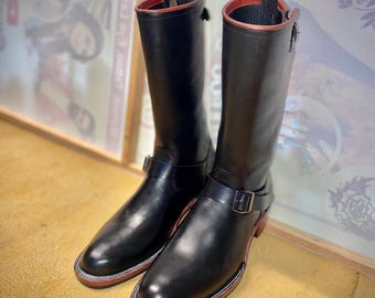Vintage 80s Boots, Retro Engineer Boots, 70s Black Chore Boots