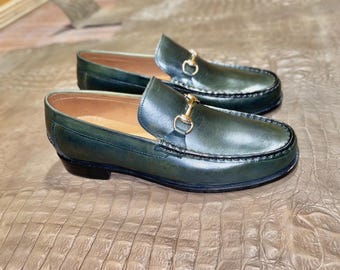 Men's Green Loafers | Wedding Shoes | Handmade Dress Shoes by Stride Stitch