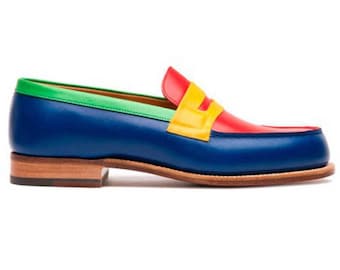 Handgemaakte kleurrijke loafers van echt leer | Op maat gemaakte mocassins voor heren