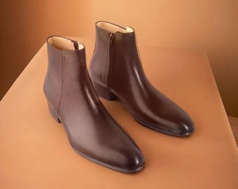 Handmade Full Grain Leather Chelsea Boots with Leather Belt