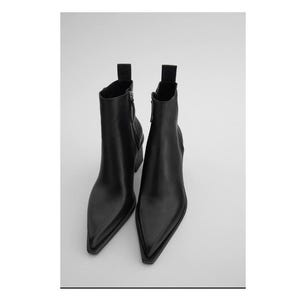 Handmade Men&#39;s Black Leather Pointed Toe Cowboy Dress Boots | Men&#39;s Cowboy Boots | High Ankle Boots