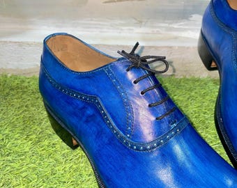 Blue Textured Oxfords with Square Toe Stacy Adams Men main image 4