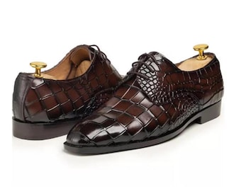 Handmade Crocodile Monkstraps for Men -Wedding Gift for Husband