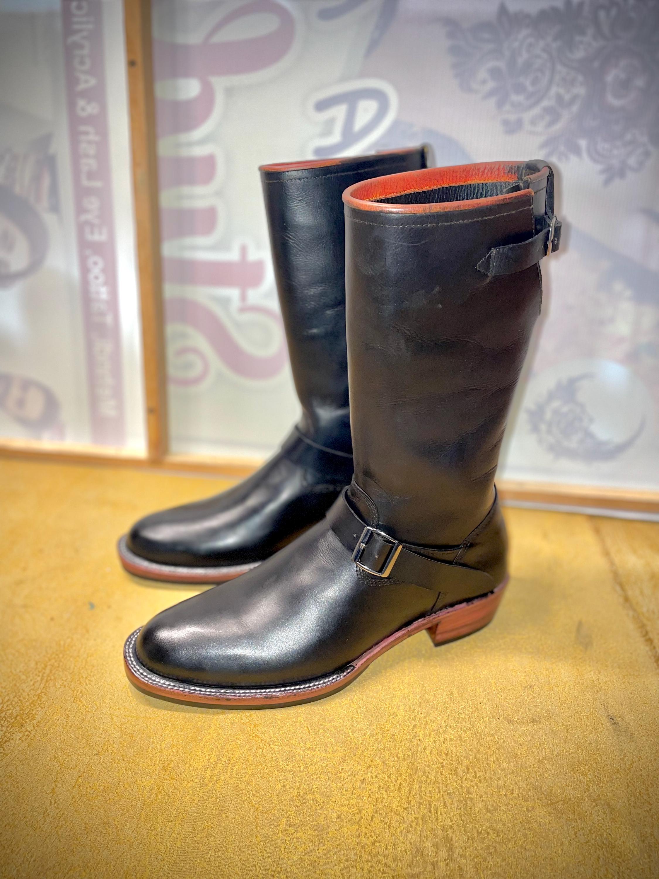Vintage 1990s Men's Black Leather Biker Boots | Engineer Style - Etsy