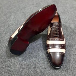 Bespoke Handmade Double-Color Oxford Shoes for Men | Luxury Custom Leather Dress Shoes