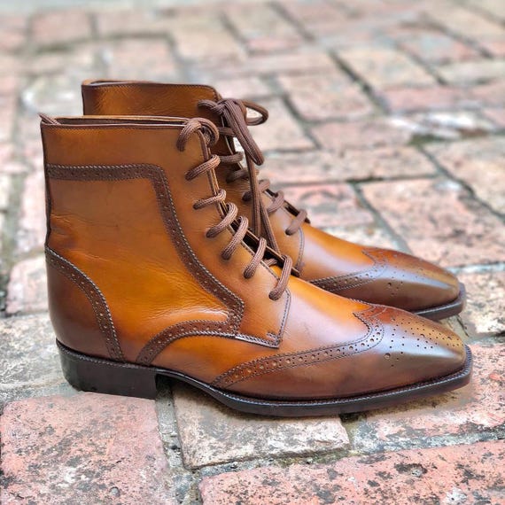 Handmade Brown Leather Ankle Boots | Men's Formal Dress Shoes Handmade Brown Leather Ankle Boots | Men's Formal Dress Shoes