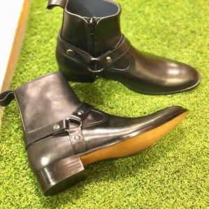 Black Chelsea Leather Derby Boots for Men | Handmade Leather Casual Boots | Mens Leather Ankle Boots for Parties | Premium Leather Shoes