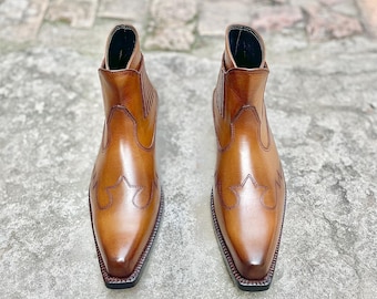 Handmade Leather Cowboy Boots | Western Style Men's Footwear