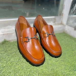 Brown Leather Custom Loafers For Men
