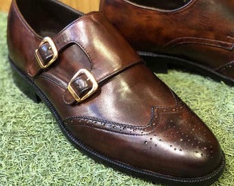 Handmade Double Monk Strap Leather Shoes | Custom Formal Footwear
