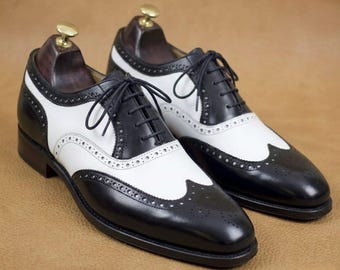 Handmade Two Tone Leather Oxford Brogues – Personalized Men's Shoes