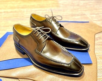 Handmade Brown Leather Derby Shoes | Custom Made Formal Menswear
