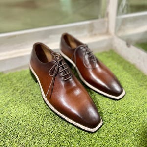 Zapatos Oxford de piel de grano completo hechos a mano / Formales y de boda imagen 1