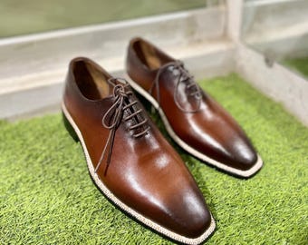Zapatos Oxford de piel de grano completo hechos a mano / Formales y de boda