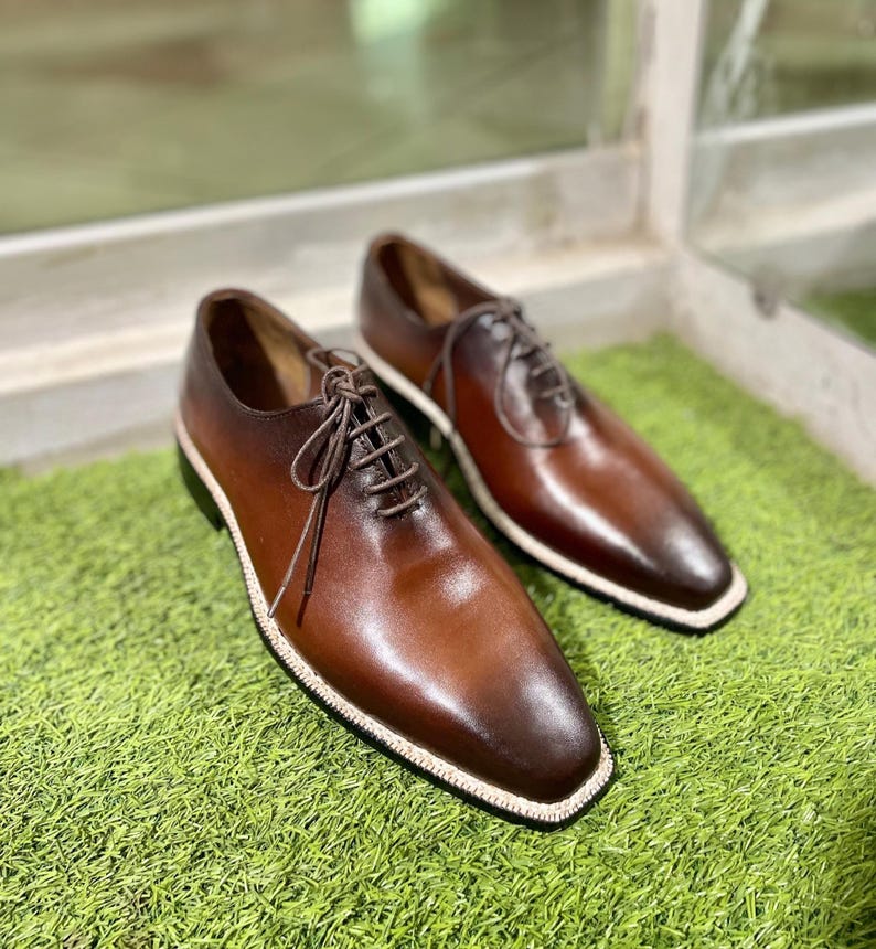 Zapatos Oxford de piel de grano completo hechos a mano / Formales y de boda imagen 1