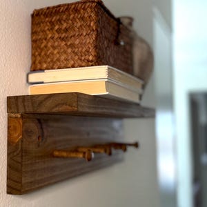 Shaker Peg Shelf - Handmade wood shelf with hooks Shaker peg rack shelf Wood coat rack Handmade Wood shelf with pegs Shaker Peg Coat Rack
