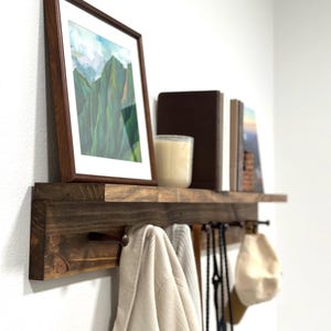Shaker Peg Shelf - Handmade wood shelf with hooks Shaker peg rack shelf Wood coat rack Handmade Wood shelf with pegs Shaker Peg Coat Rack