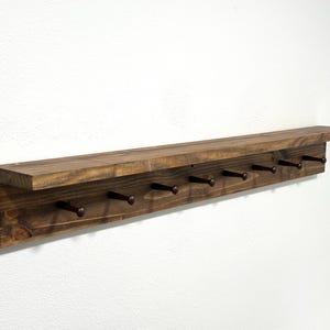 Shaker Peg Shelf - Handmade wood shelf with hooks Shaker peg rack shelf Wood coat rack Handmade Wood shelf with pegs Shaker Peg Coat Rack