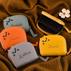 Personalized cat card holder and coin purse, custom card holder, credit card holder, simple card holder wallet, bridesmaid gift