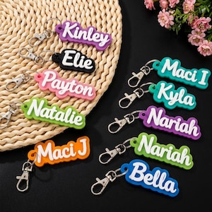 Personalized Acrylic Name Keychain for Kids, Backpack, Lunchbox & Diaper Bag Tag, Custom Retro Name, Cute Gift Accessories